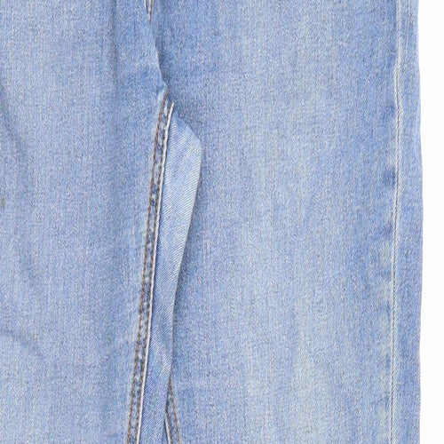 Topshop Womens Blue Cotton Straight Jeans Size 14 L27 in Regular Zip