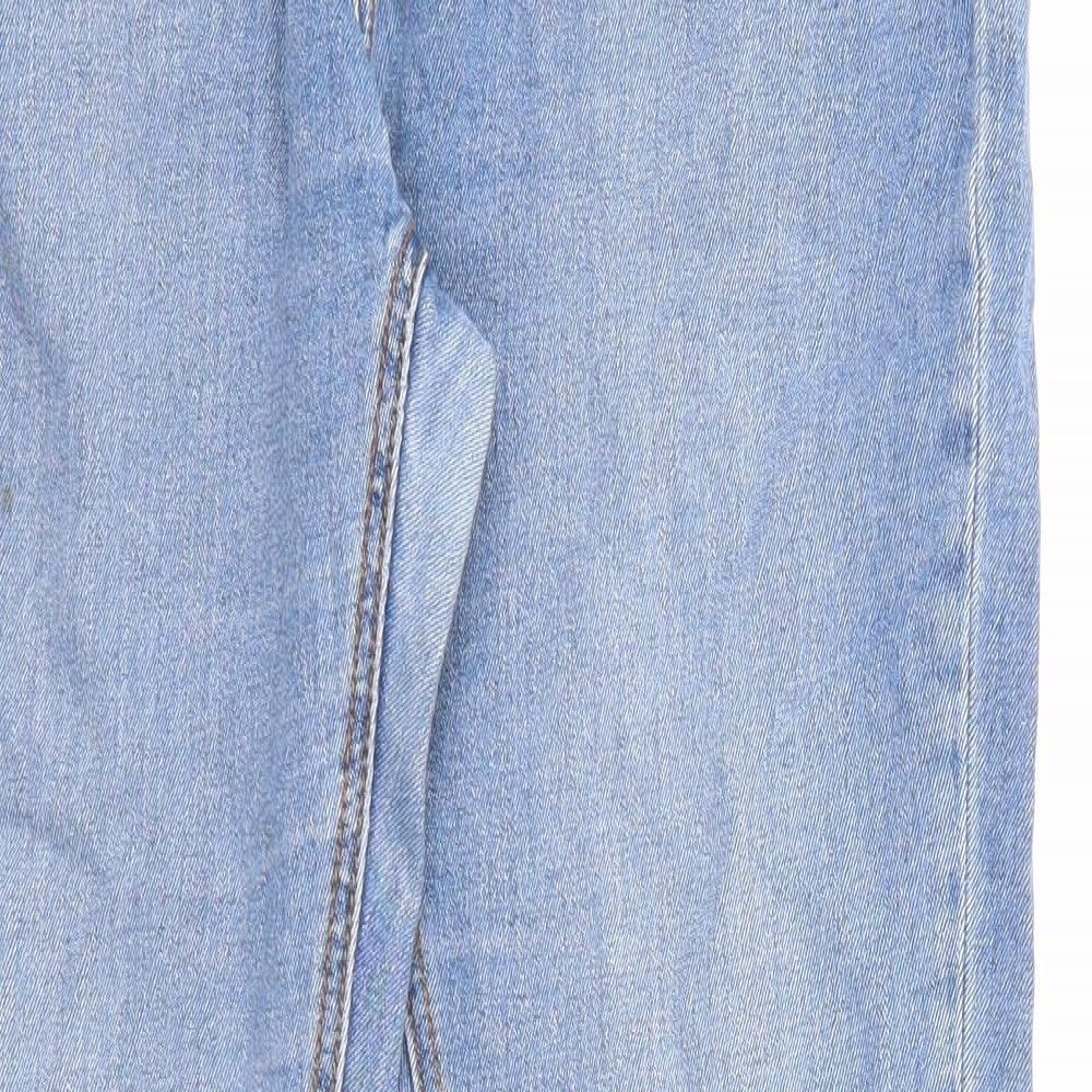 Topshop Womens Blue Cotton Straight Jeans Size 14 L27 in Regular Zip