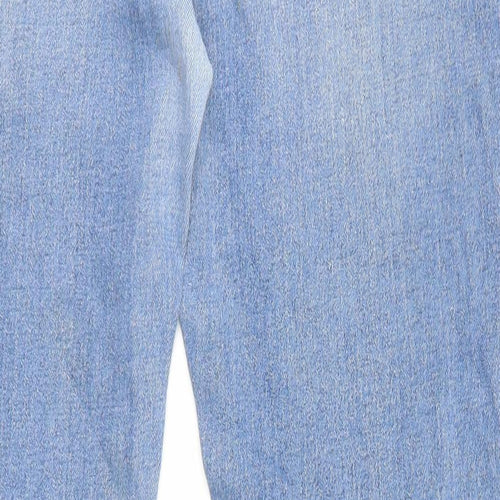 Topshop Womens Blue Cotton Straight Jeans Size 14 L27 in Regular Zip