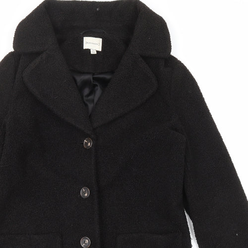 Warehouse Womens Black Overcoat Coat Size 10 Button