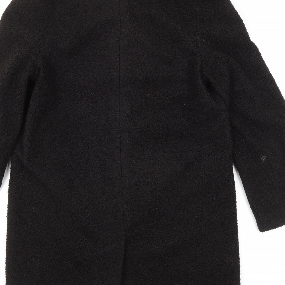 Warehouse Womens Black Overcoat Coat Size 10 Button