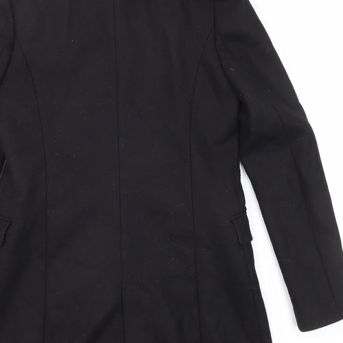 Zara Womens Black Overcoat Coat Size M Zip