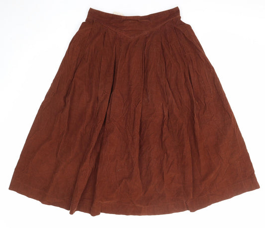 Laura Ashley Womens Brown Cotton Swing Skirt Size 16 Zip