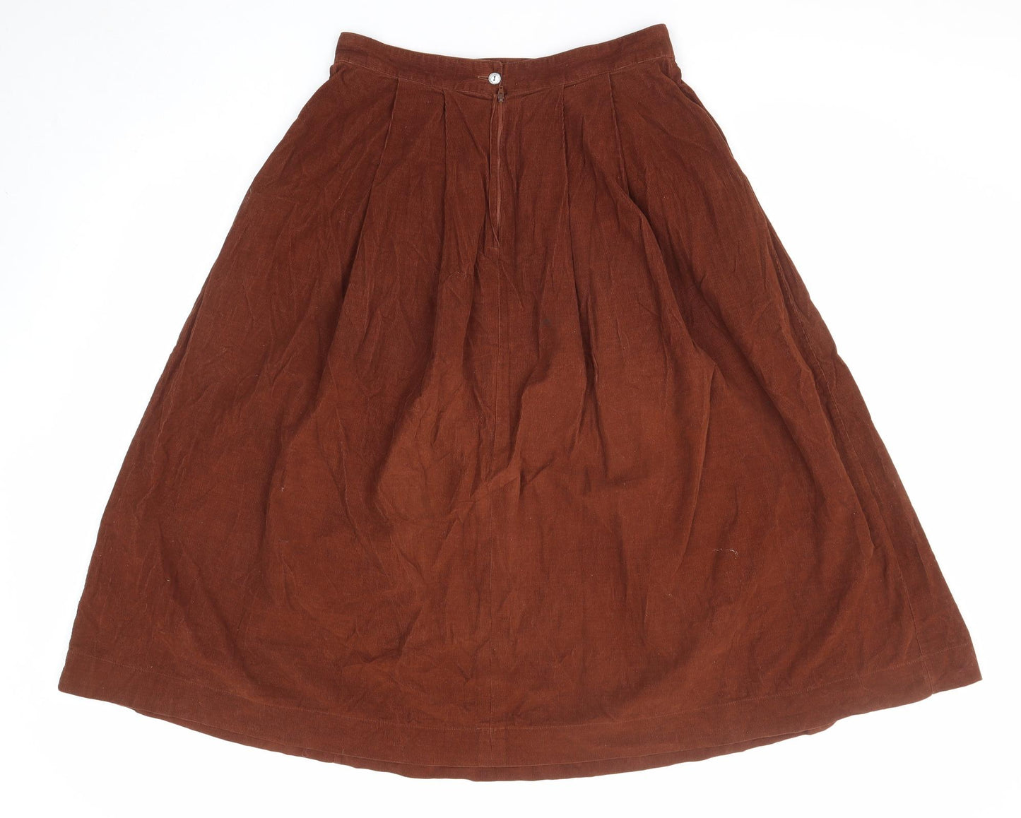Laura Ashley Womens Brown Cotton Swing Skirt Size 16 Zip
