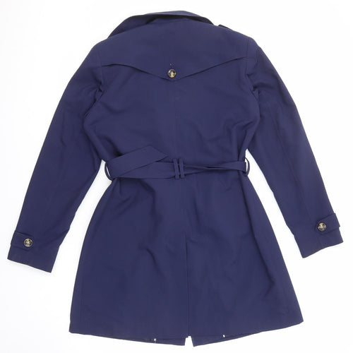 Marks and Spencer Womens Blue Trench Coat Coat Size 14 Button