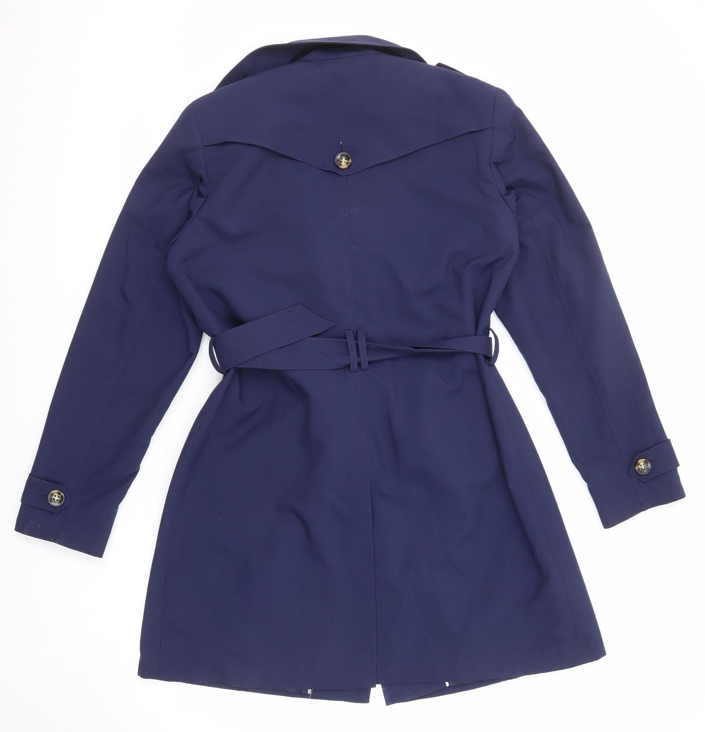 Marks and Spencer Womens Blue Trench Coat Coat Size 14 Button