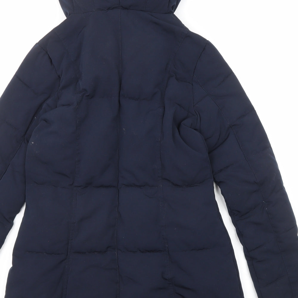 French Connection Womens Blue Quilted Coat Size XS Zip