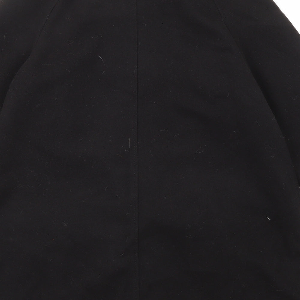 M&Co Womens Black Overcoat Coat Size 14 Button