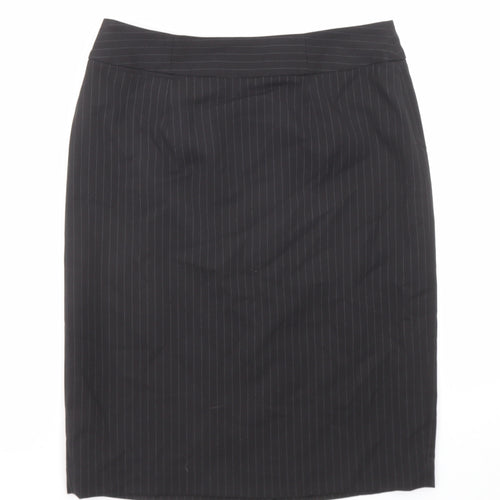 The Department Womens Black Striped Polyester Straight & Pencil Skirt Size 10 Zip