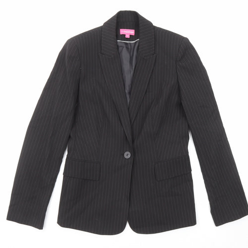 The Department Womens Black Striped Polyester Jacket Blazer Size 8