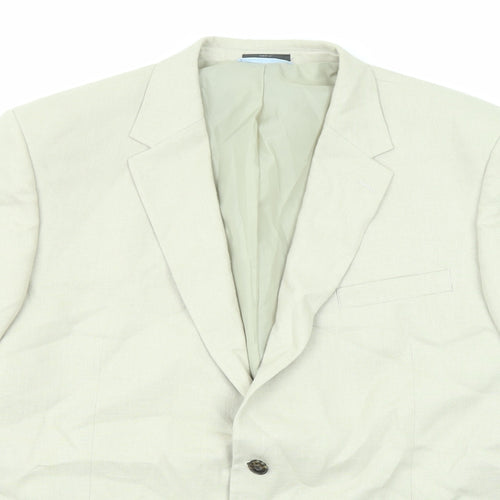 Marks and Spencer Mens Beige Linen Jacket Suit Jacket Size 48 Regular