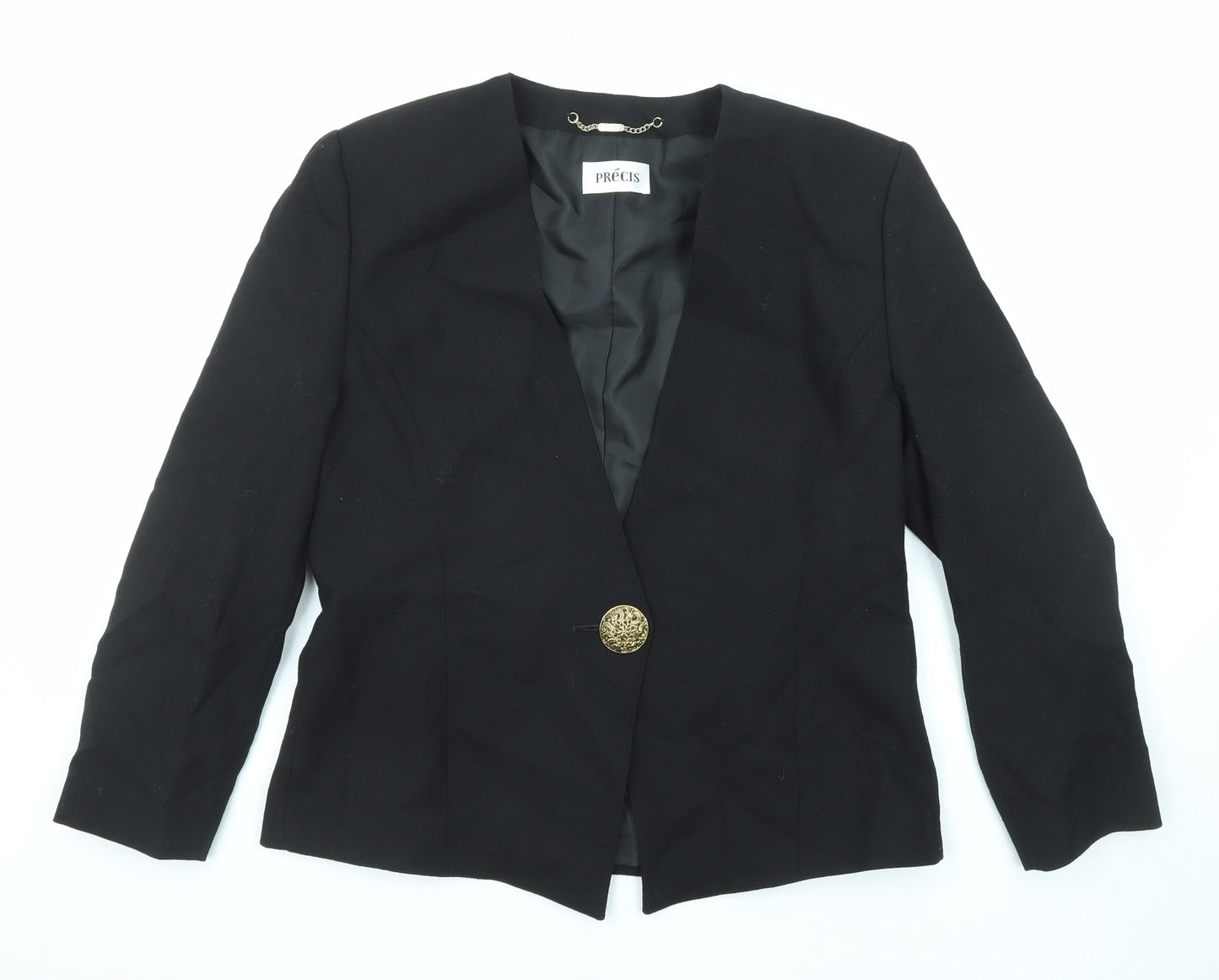 Precis Womens Black Jacket Blazer Size 16 Button