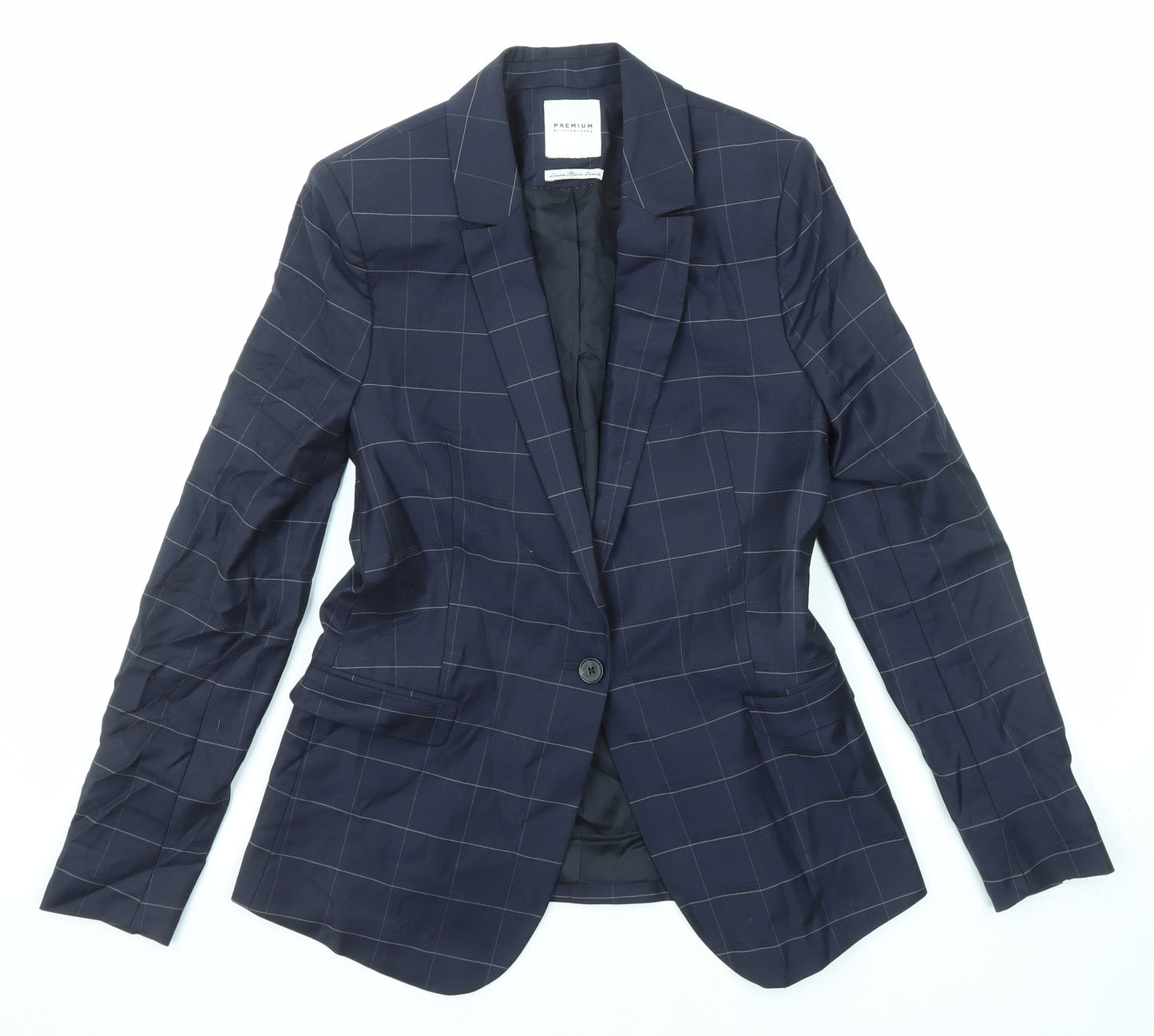 JACK & JONES Mens Blue Check Polyester Jacket Suit Jacket Size 36 Regular