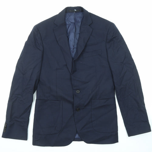 T.M.Lewin Mens Blue Wool Jacket Suit Jacket Size 36 Regular