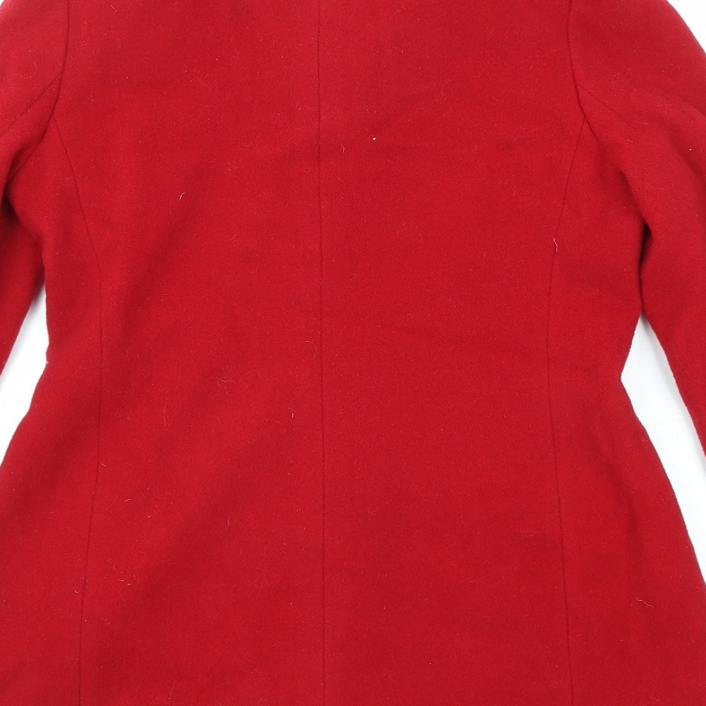 Vanews Womens Red Overcoat Coat Size 14 Button