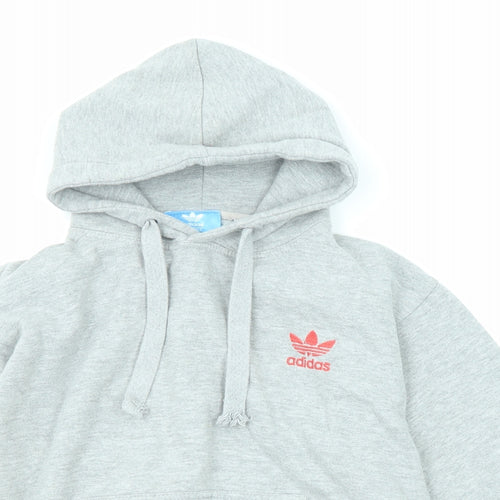 adidas Womens Grey Cotton Pullover Hoodie Size S Pullover