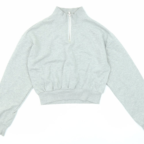 FOREVER 21 Womens Grey Cotton Pullover Sweatshirt Size S Zip