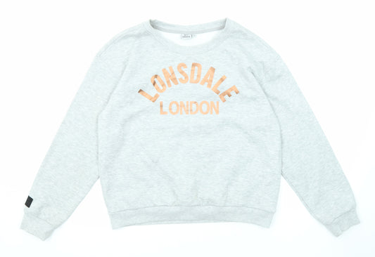 Lonsdale Womens Grey Cotton Pullover Sweatshirt Size 12 Pullover - Lonsdale London