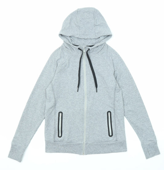 Marks and Spencer Womens Grey Cotton Full Zip Hoodie Size 10 Zip