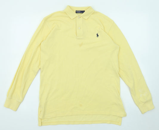 Ralph Lauren Mens Yellow Cotton Polo Size L Collared Button