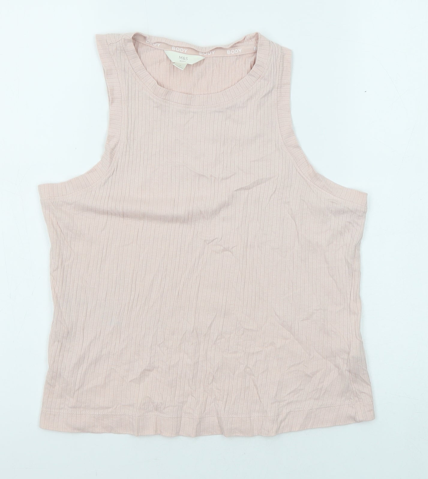 Marks and Spencer Womens Pink Cotton Camisole Tank Size S Round Neck