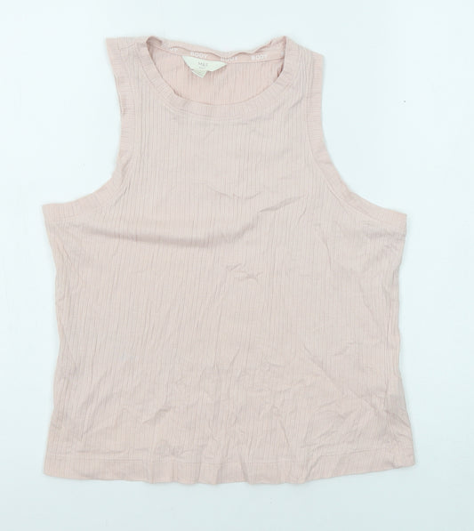 Marks and Spencer Womens Pink Cotton Camisole Tank Size S Round Neck