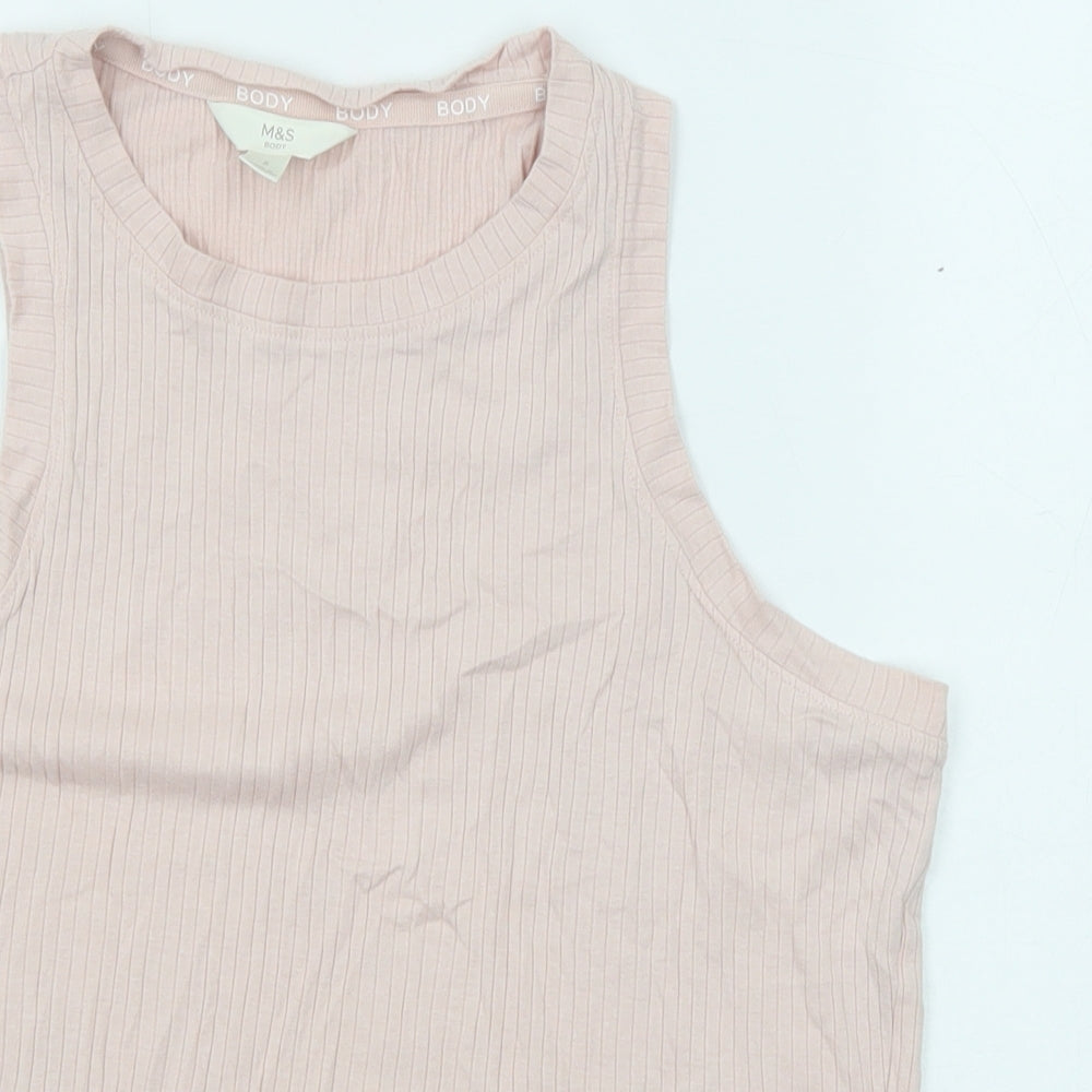 Marks and Spencer Womens Pink Cotton Camisole Tank Size S Round Neck