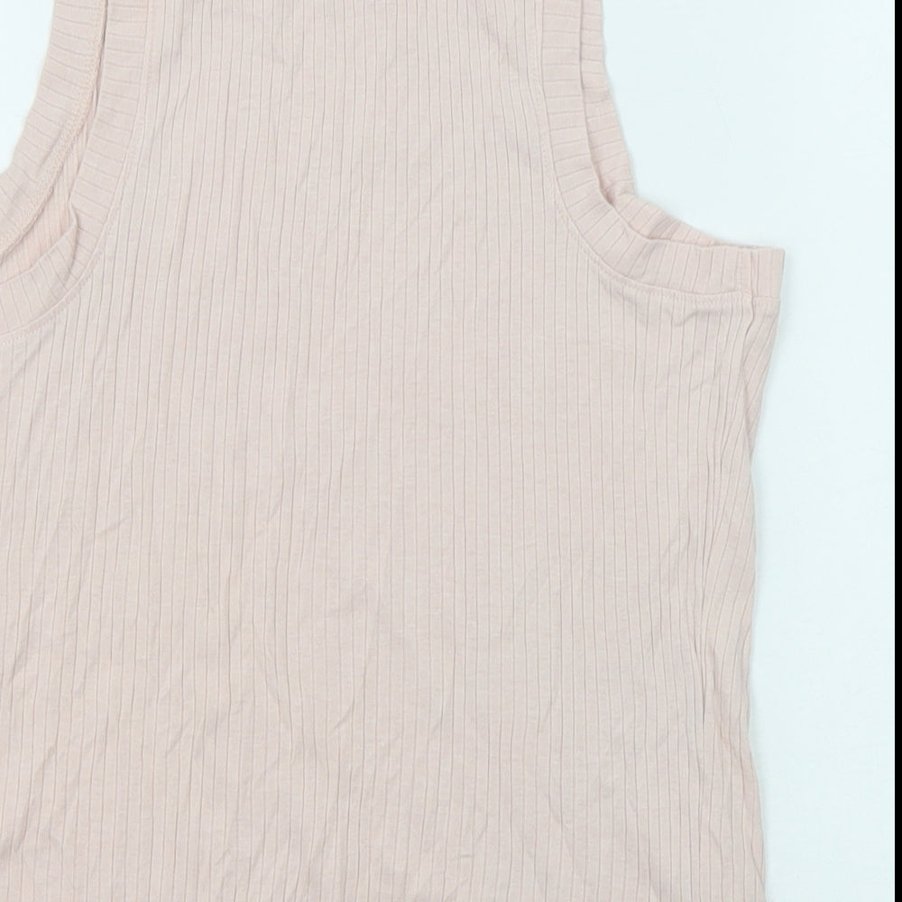 Marks and Spencer Womens Pink Cotton Camisole Tank Size S Round Neck