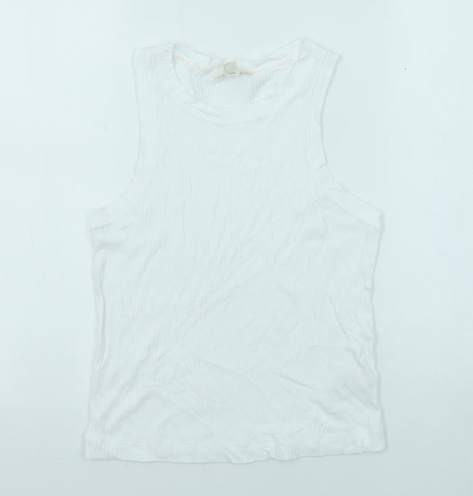 Marks and Spencer Womens White Cotton Camisole Tank Size S Round Neck