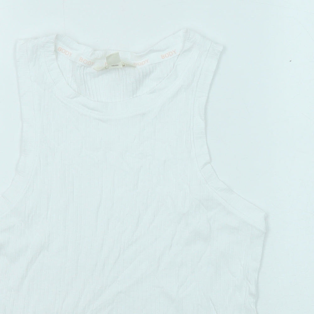 Marks and Spencer Womens White Cotton Camisole Tank Size S Round Neck