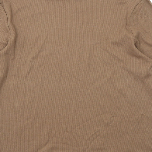 Marks and Spencer Womens Brown Cotton Basic T-Shirt Size 16 Roll Neck