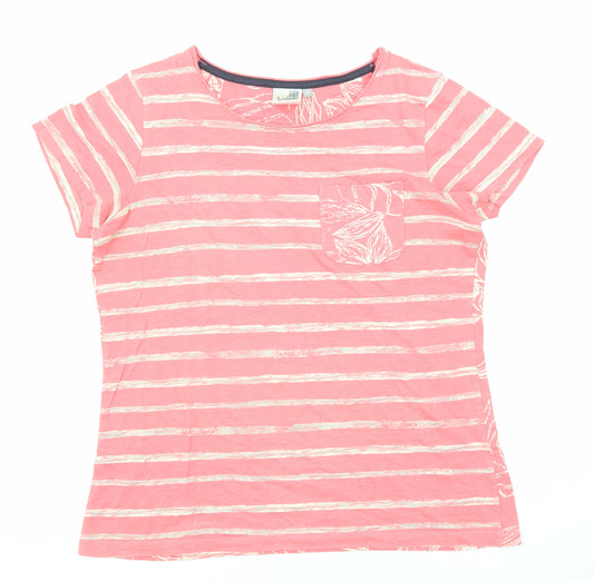 Weird Fish Womens Pink Polyester Basic T-Shirt Size 10 Round Neck