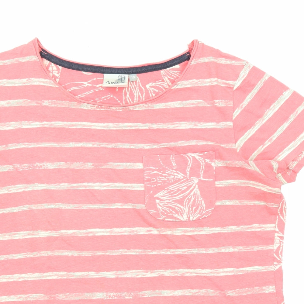 Weird Fish Womens Pink Polyester Basic T-Shirt Size 10 Round Neck