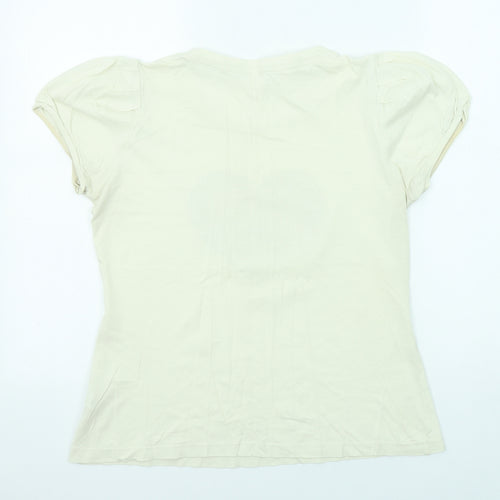 NEXT Womens Beige Cotton Basic T-Shirt Size 14 Round Neck