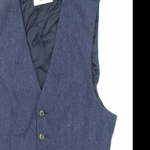 Reiss Mens Blue Wool Jacket Suit Waistcoat Size 38 Regular