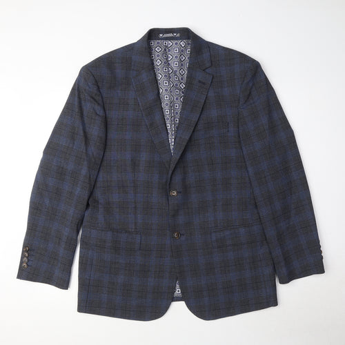 Skopes Mens Grey Check Polyester Jacket Suit Jacket Size 40 Regular