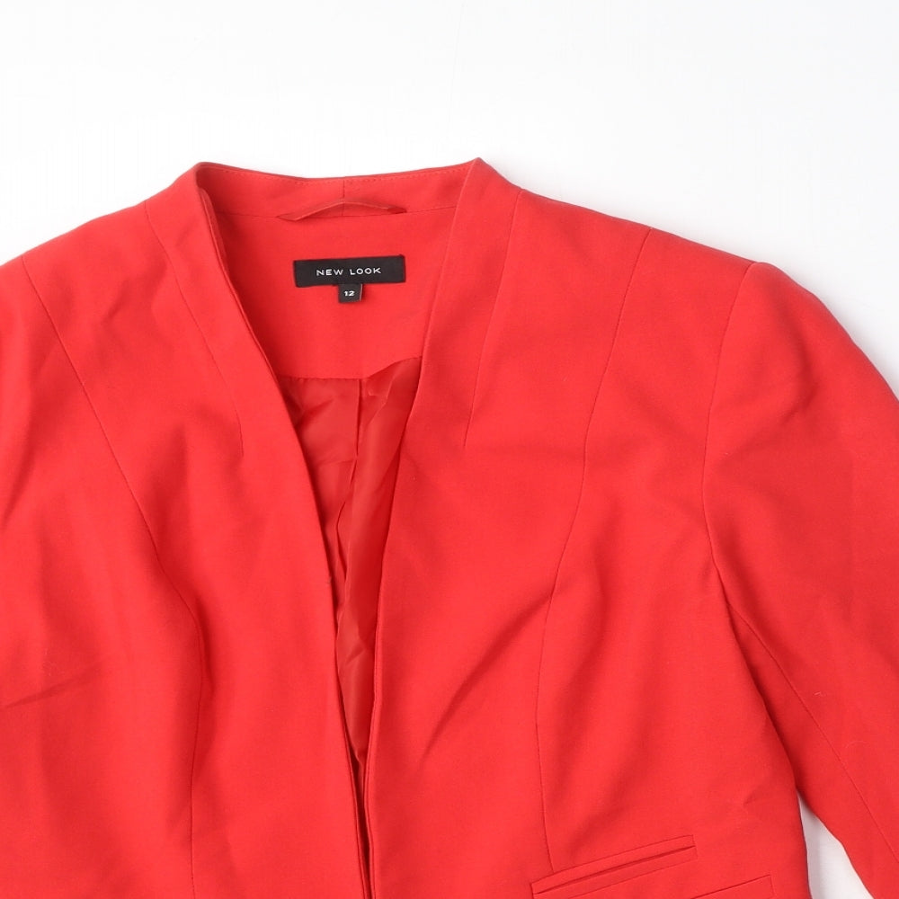 New Look Womens Red Polyester Jacket Blazer Size 12