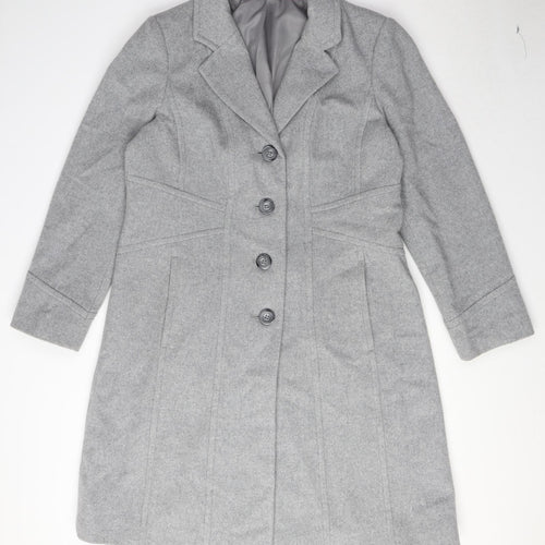 Marks and Spencer Womens Grey Overcoat Coat Size 14 Button
