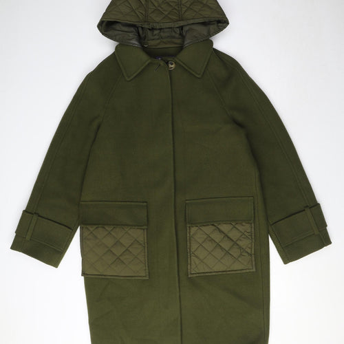 Marks and Spencer Womens Green Rain Coat Coat Size XS Button - mens**