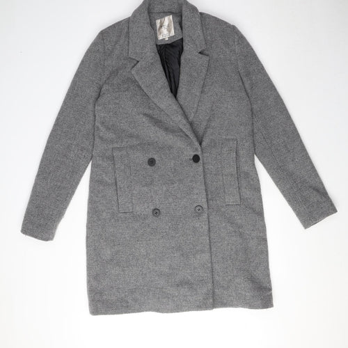Zara Womens Grey Pea Coat Coat Size M Button