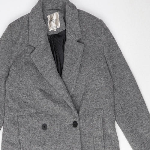 Zara Womens Grey Pea Coat Coat Size M Button