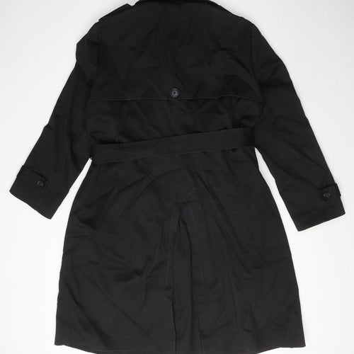 Jaeger Womens Black Trench Coat Coat Size 16 Button