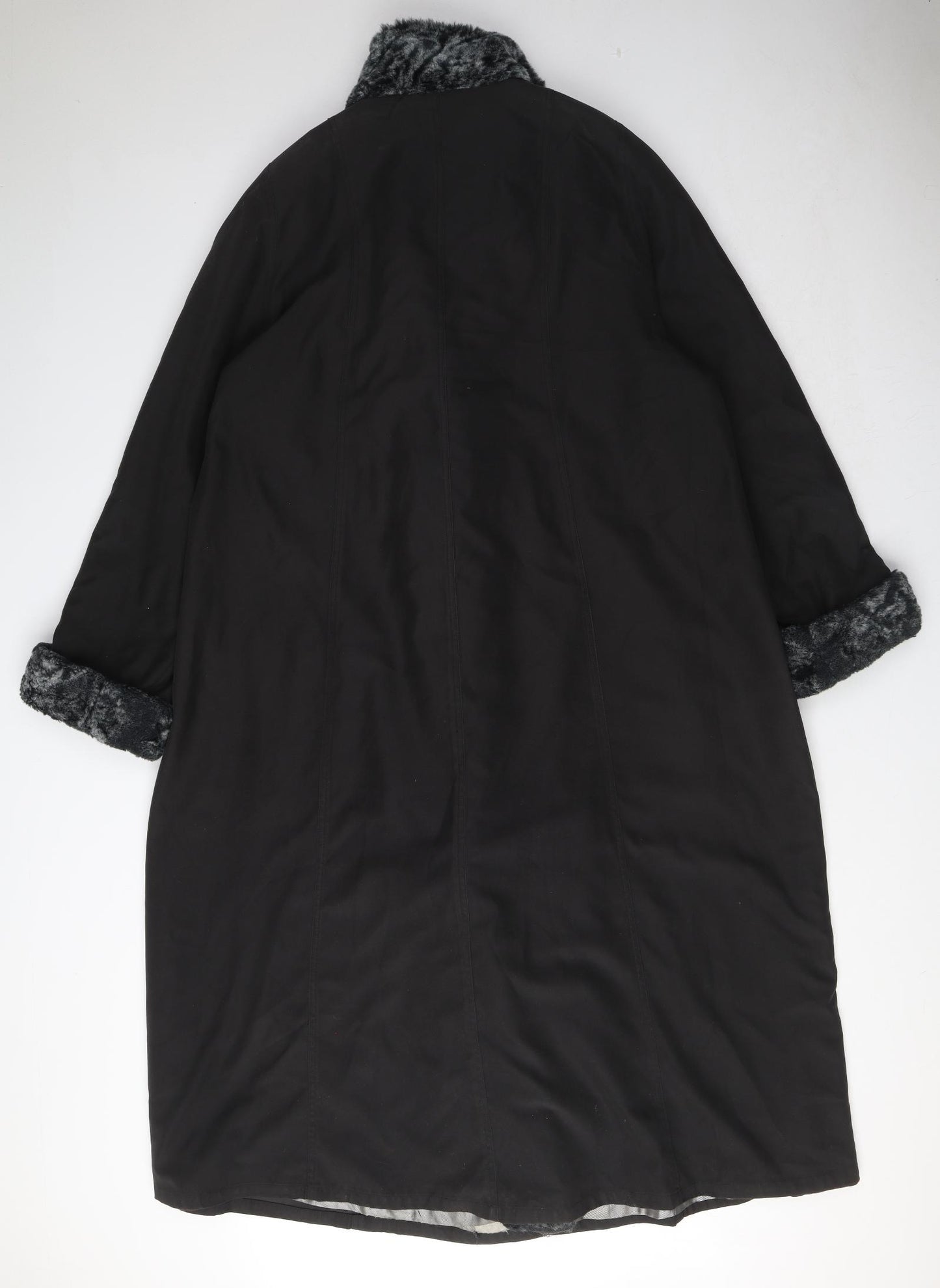 Essentials Womens Black Overcoat Coat Size 16 Button