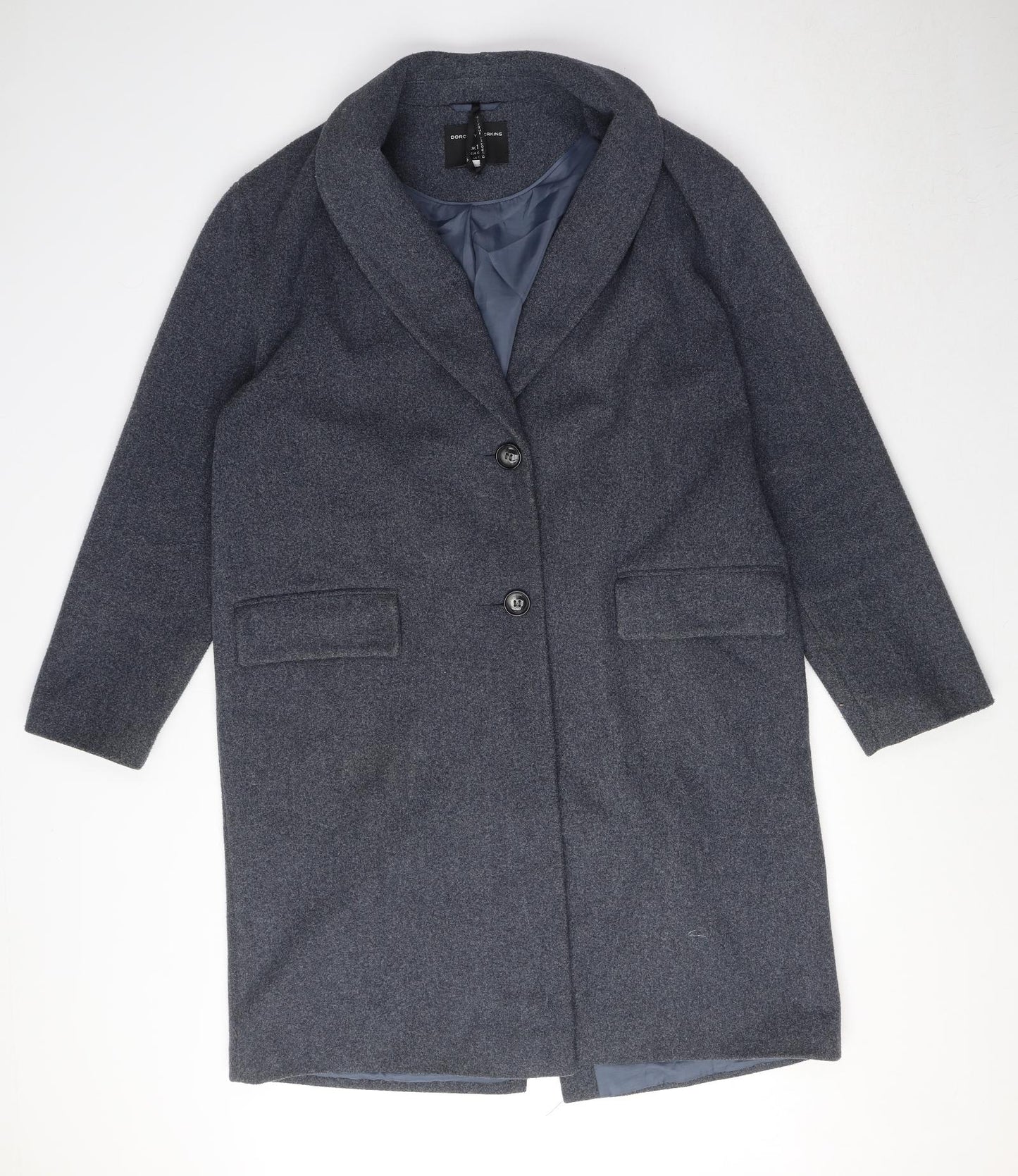Dorothy Perkins Womens Blue Overcoat Coat Size 12 Button