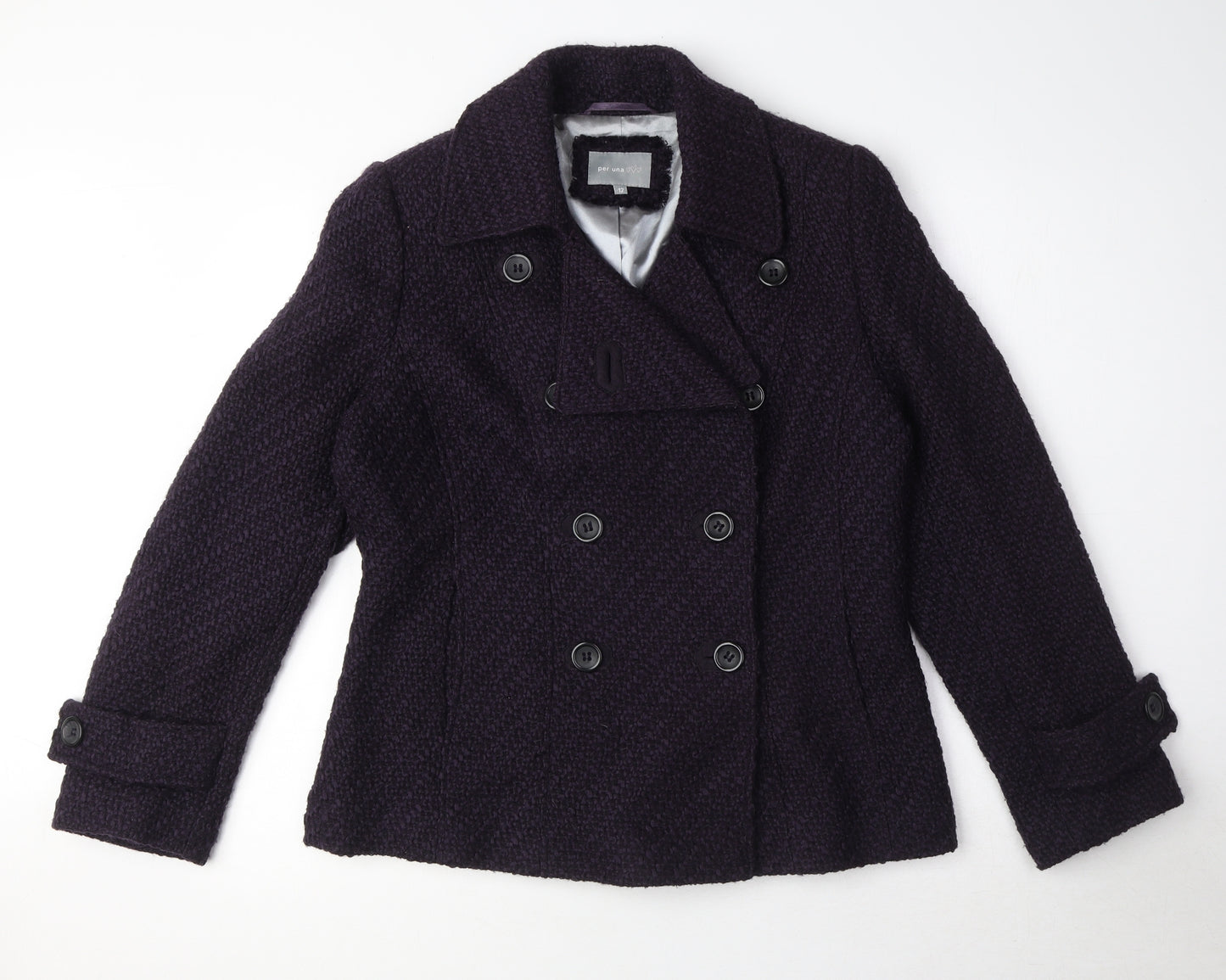 Per Una Womens Purple Geometric Jacket Blazer Size 12 Button