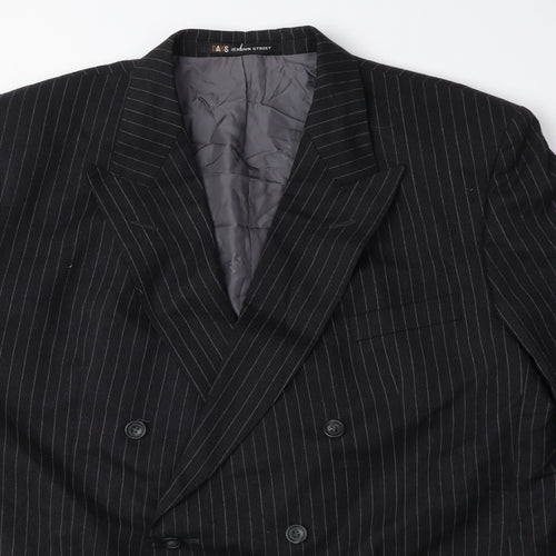 DAKS Mens Black Striped Wool Jacket Suit Jacket Size 46 Regular