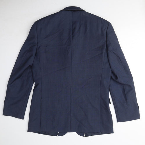 Racing Green Mens Blue Check Wool Jacket Suit Jacket Size 40 Regular