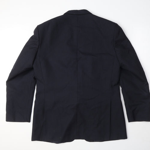 C&A Mens Blue Striped Polyester Jacket Suit Jacket Size 40 Regular