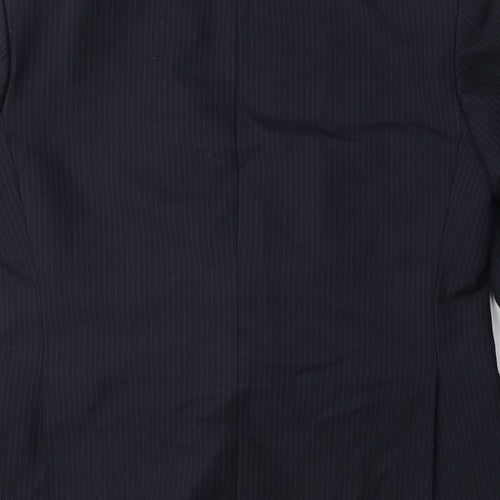 C&A Mens Blue Striped Polyester Jacket Suit Jacket Size 40 Regular