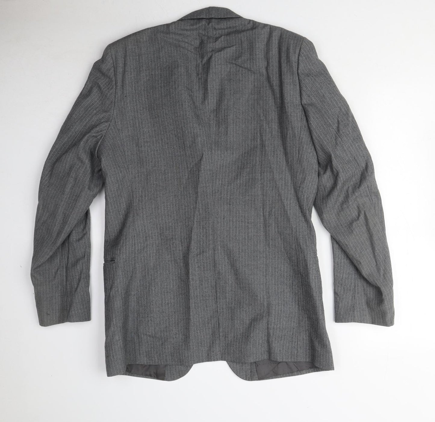 Pierre Pascal Mens Grey Striped Polyester Jacket Suit Jacket Size 38 Regular